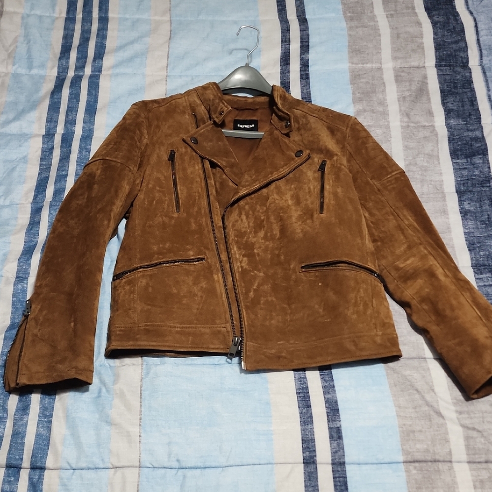 Brown Suede Jacket Express Medium - image 1